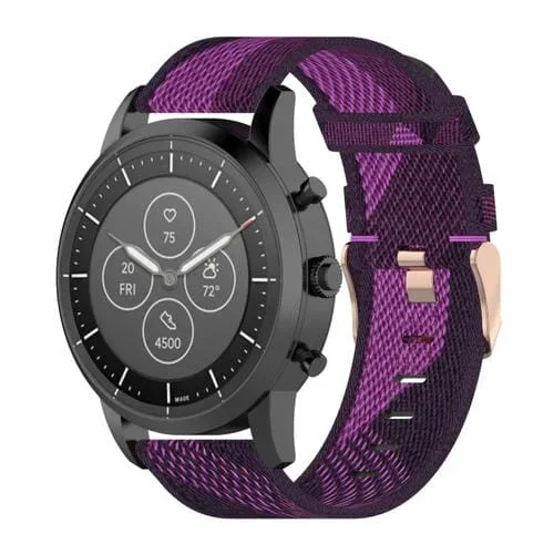 Banda de Reloj Nailon 22mm para Fossil Hybrid Smartwatch Hr, Male Gen 4 Explorist Hr & Sport (Púrpura)