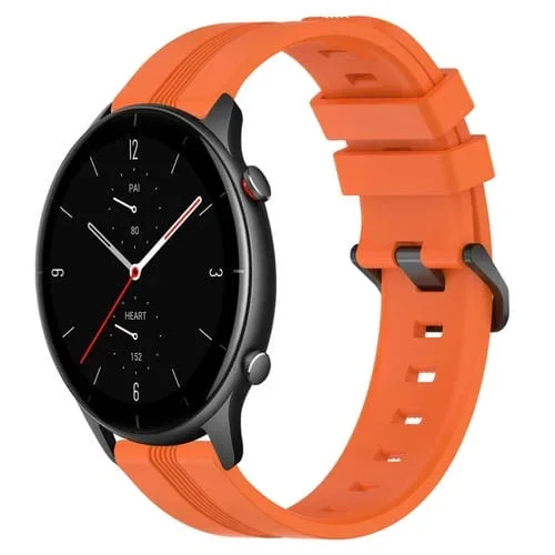 Banda de Reloj para Amazfit GTR 2E 22mm Silicona con Rayas Cóncavas (Naranja)