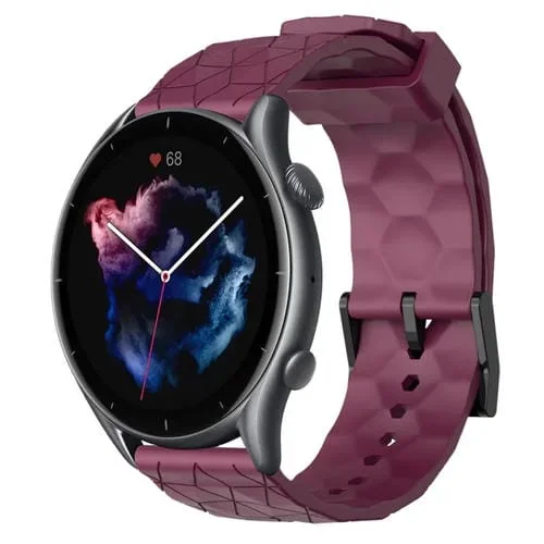 Banda de Reloj para Amazfit GTR 3 22mm Silicona Patrón de Fútbol (Rojo Vino)