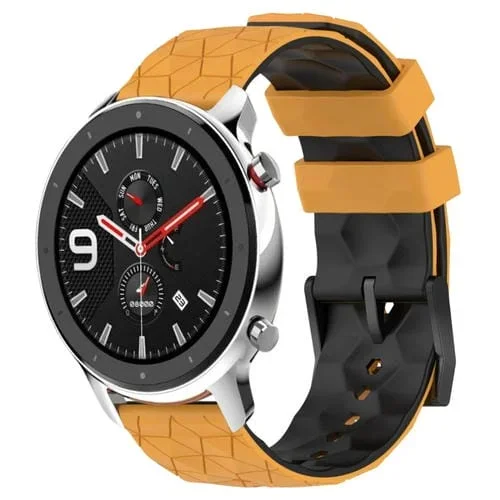 Banda de Reloj para Amazfit GTR 4 22mm Silicona Textura de Fútbol (Amarillo + Negro)