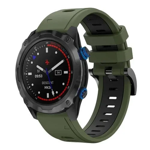 Banda de Reloj para Garmin Descent Mk 2I 26mm Silicona Deportiva Dos Colores (Verde Militar + Negro)