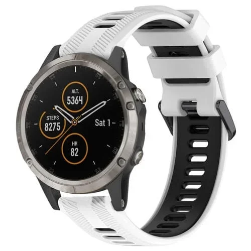 Banda de Reloj para Garmin Fenix 5 Plus Sports de Silicona Dos Colores (Blanco + Negro)