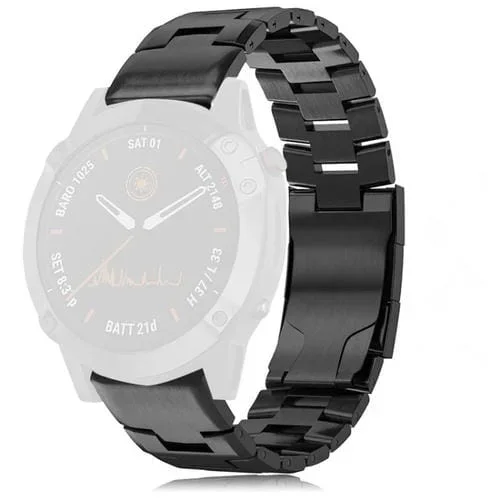 Banda de Reloj para Garmin Fenix 6X 26mm de lanzamiento rápido de Aleación (Negro)