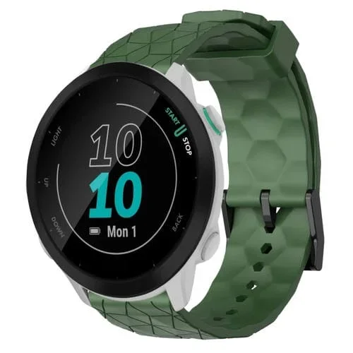 Banda de Reloj Para Garmin Forerunner 55 20mm Patrón de Fútbol Silicona (Verde Militar)