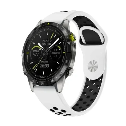 Banda de Reloj para Garmin Marq Athlete Gen 2 22mm Silicona Transpirable (Blanco + Negro)