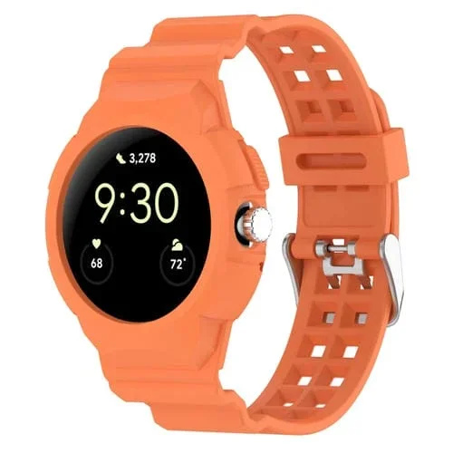 Banda de Reloj para Google Pixel Watch Silicona Totalmente Cerrada Integrada (Naranja)
