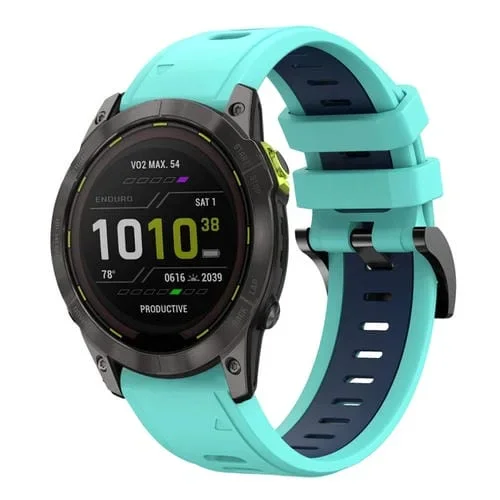 Banda de Reloj Silicona Deportiva Garmin Enduro 2 26mm Dos Colores (Verde Menta + Azul)