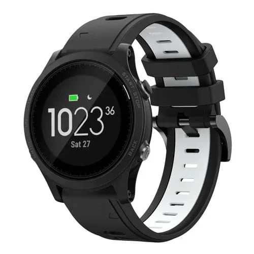 Banda de Reloj Silicona Deportiva Garmin Forerunner 935 22mm Dos Colores (Negro + Blanco)