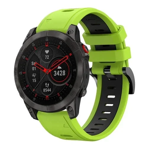 Banda de Reloj Silicona Deportiva para Garmin Epix Gen 2 22mm (Verde Lima + Negro)