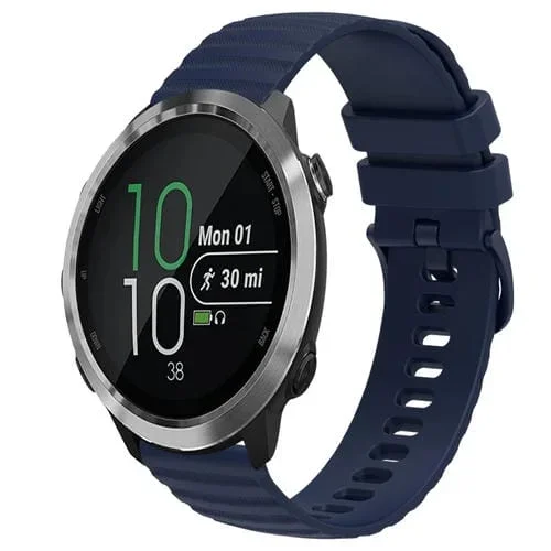 Banda de Reloj silicona Garmin Forerunner 645 Music 20mm (Azul Marino) con patrón puntos ondulados