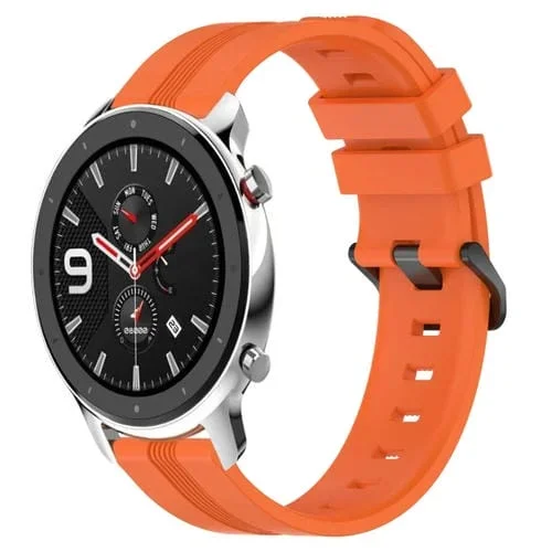 Banda de Reloj Silicona para Amazfit GTR 4 22mm con Rayas Cóncavas (Naranja)