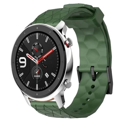 Banda de Reloj Silicona para Amazfit GTR 4 22mm Patrón de Fútbol (Verde Militar)