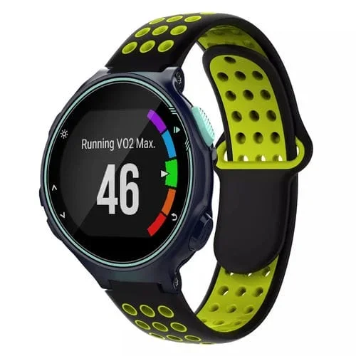 Banda de Reloj silicona para Garmin Forerunner 735 / 735Xt transpirable perforada dos colores (Negro + Amarillo)