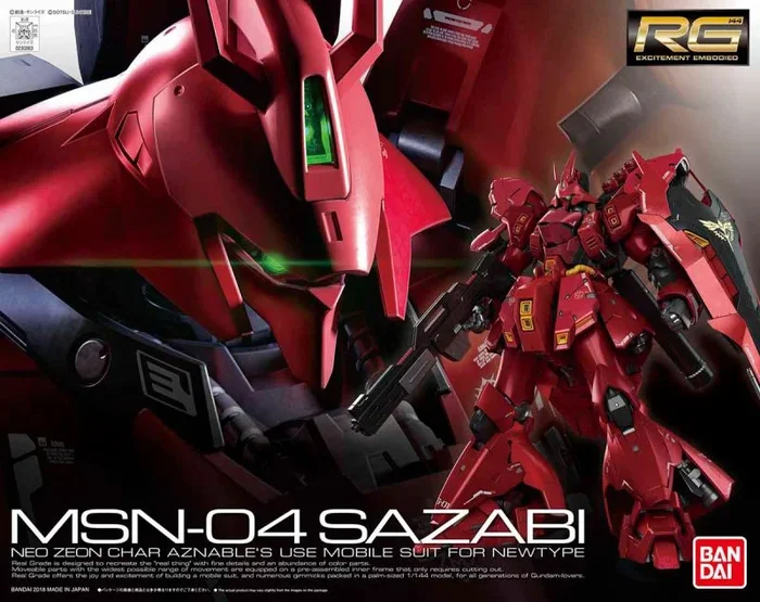 BANDAI MODEL KIT Mobile Suit Gundam Char’s Counterattack RG 1/144 Modèle en Plastique Sazabi