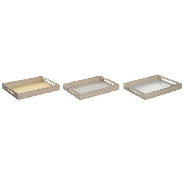 Bandeja de aperitivos dkd home decor azul rosa amarillo 3 piezas madera mdf 40 x 30 x 5 cm shabby chic