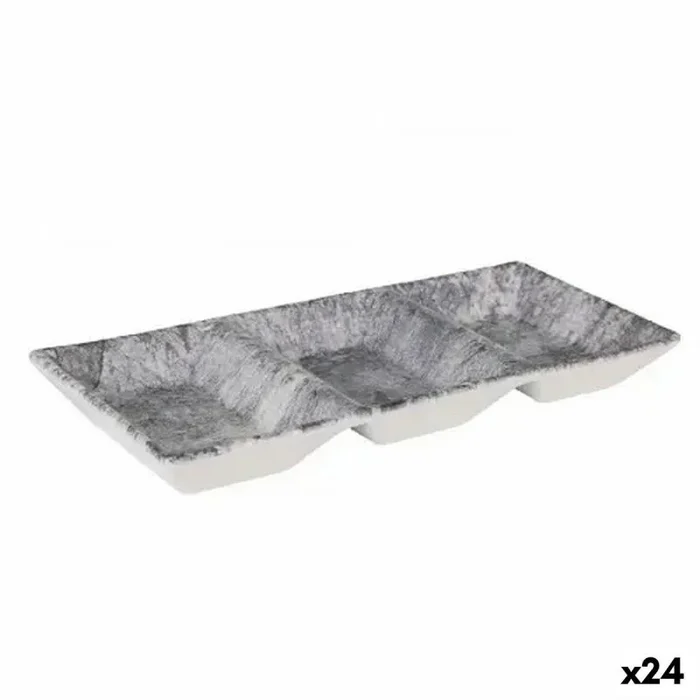 Bandeja de aperitivos la mediterránea stonehenge 3 compartimentos 25 x 11 x 3 cm (24 unidades)