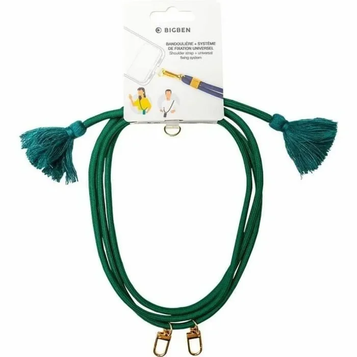 Bandolera Universal Desmontable Longitud Ajustable Verde con Pompones Bigben