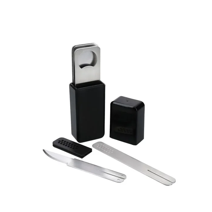 BarCraft Juego compacto de utensilios de bar de acero inoxidable, en caja de regalo, negro