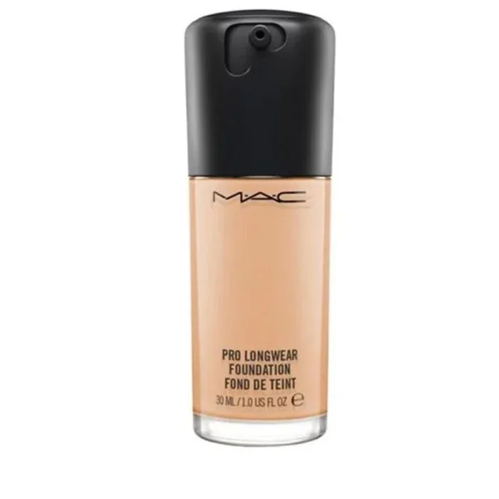 Base de maquillaje líquida Pro Longwear Waterproof NV45 Mac, acabado mate natural, alta cobertura y larga duración, resistente al agua, tono oscuro, 30 ml