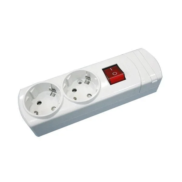 Base múltiple con interruptor de 2 tomas, de policarbonato Electro DH 36.097 8430552128334