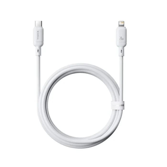 Baseus Cable de carga rápida Silky Series tipo C a iP de 20 W, 2 metros de longitud, color blanco
