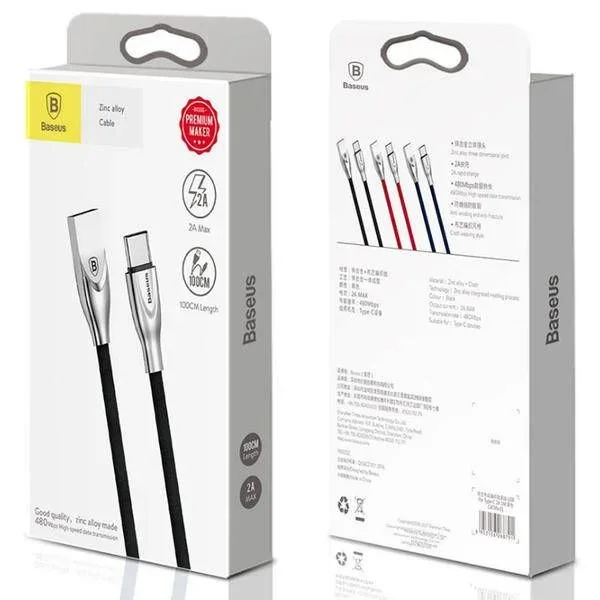 Baseus (CATXN-01 – Cable tipo C de zinc, USB, 1 m, color negro