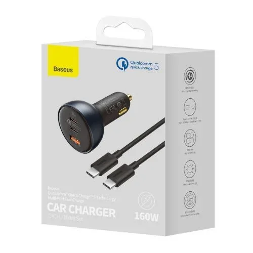 Baseus TZCCZM-0G cargador de dispositivo móvil Portátil, Consola de juegos portátil, Smartphone, Tableta Negro Encendedor de cigarrillos Carga rápida Auto