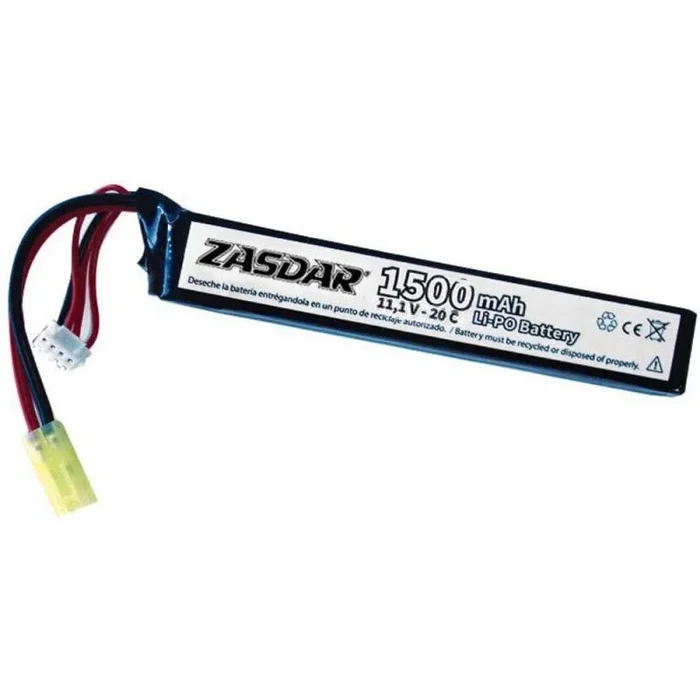 Batería Li-Po ZASDAR 11,1 V 1500 MAh 20C – 1 Stick (7 X 21 X 126 Mm)