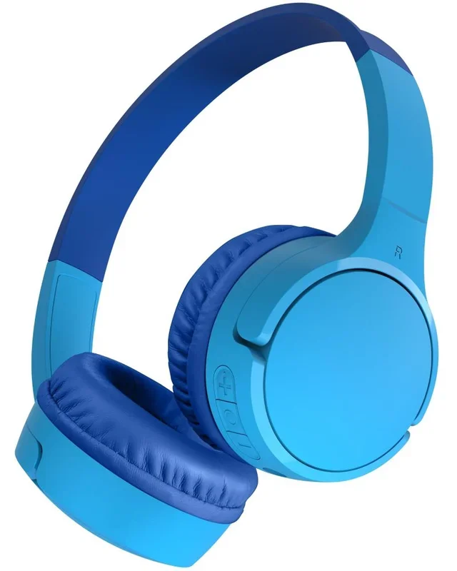 Belkin SoundForm Mini Auriculares inalámbricos para niños con micrófono, on Ear, 30 Horas de autonomía y Adhesivos, Cascos supraaurales para enseñanza en línea y Viajar, iPhone, iPad o Galaxy, Azul