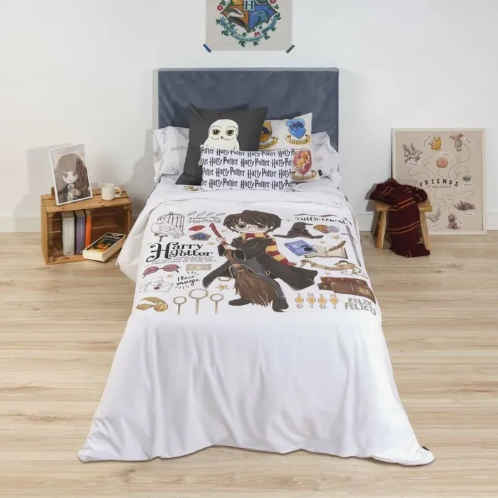 BELUM | Funda Nórdica Harry Potter con Botones 100% algodón Modelo I Love Magic para Cama de 120 (200X200 cm.) – Funda Nórdica Harry Potter Licencia Oficial