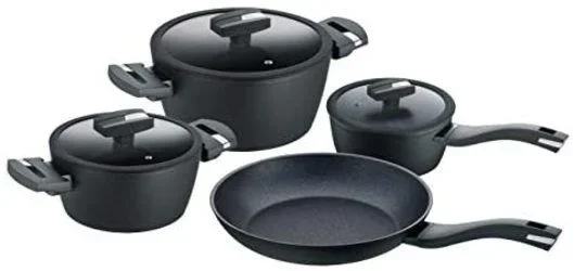 Berndes Balance Induction Enduro Kochtopfset 4-Teilig Batería de cocina de 4 piezas, Aluminio, Negro