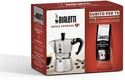 Bialetti Cafetera, Aluminio, 3 Tazas + Perfetto Moka