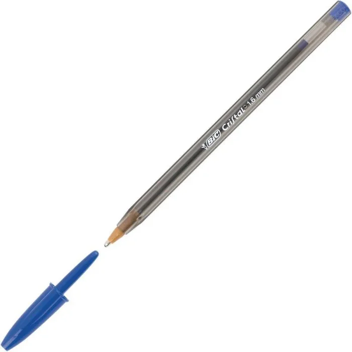 BIC Cristal – Bolígrafo (0,6 mm, 50 unidades), color gris y transparente
