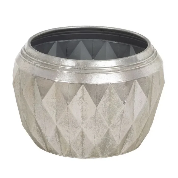 BigBuy Garden Macetero Plateado Hierro 37,5 x 37,5 x 25,5 cm