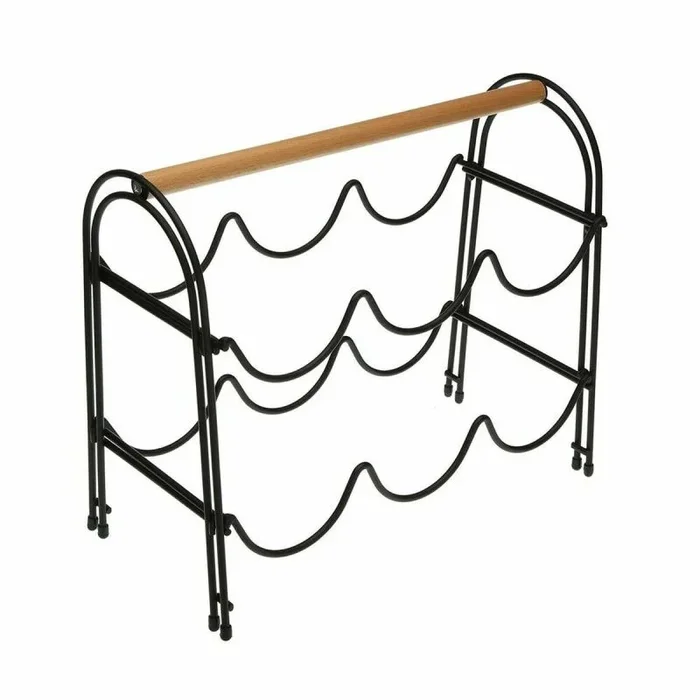 BigBuy Home Botellero Metal Madera Acero (14 x 27,5 x 32,7 cm)