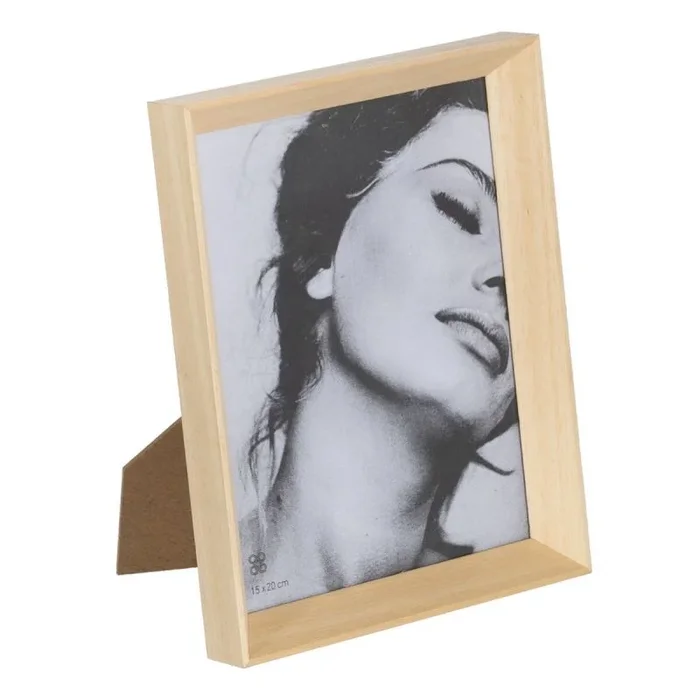 BigBuy Home Marco de Fotos Beige Madera Cristal 17 x 2,5 x 22 cm