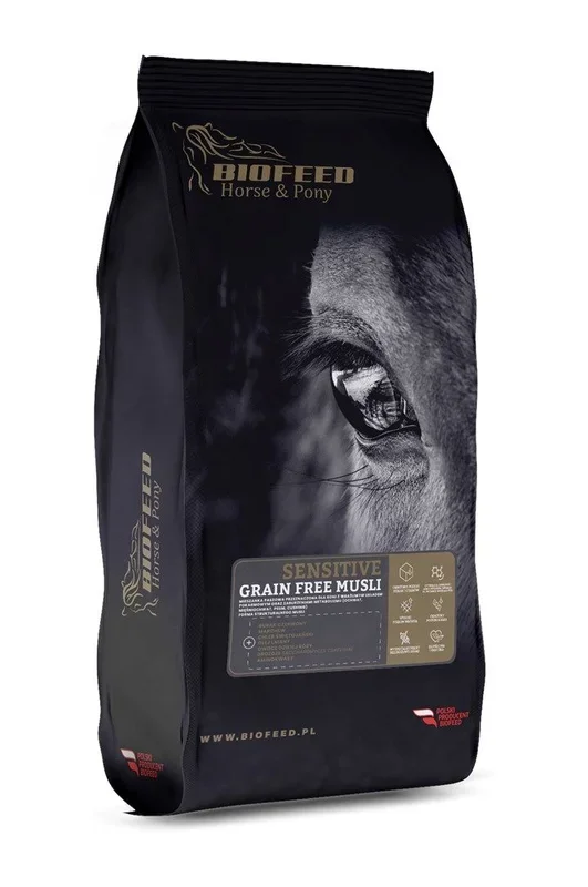Biofeed horse&pony sensitive grain free musli – feed mixture for horses with sensitive digestive system – 20kg