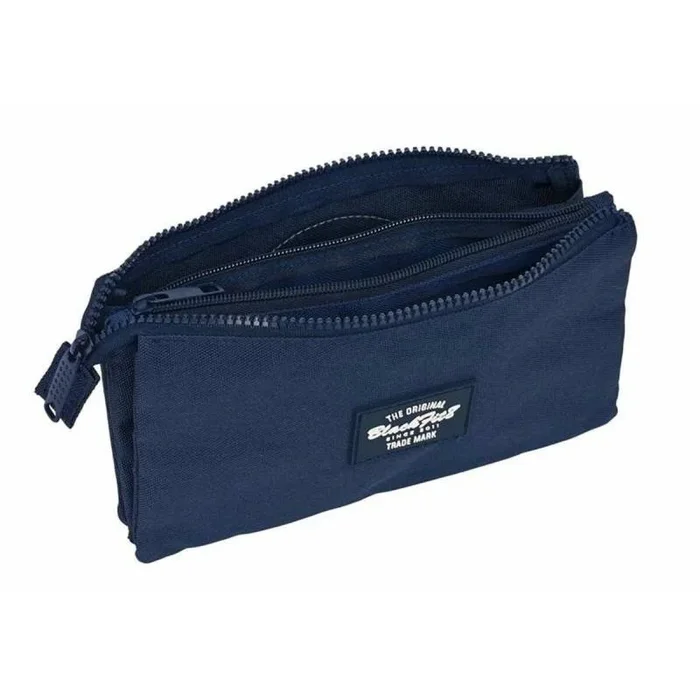 Blackfit8 AUTHENTIC – Portatodo Triple, Tejido Reciclable, Estuche Infantil, Estuche Niño, Ideal para Niños en Edad Escolar, Cómodo y Versátil, Calidad y Resistencia, 22x3x12 cm, Color Azul Marino