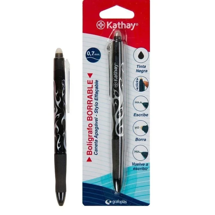 Bolígrafo de tinta de gel borrable kathay 86200010/ negro