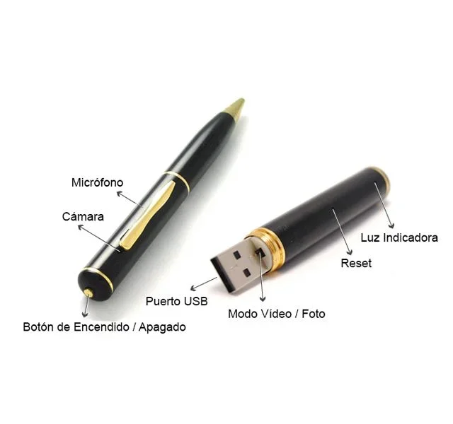 Bolígrafo espía con cámara oculta de alta resolución. DVR, 4GB Color negro