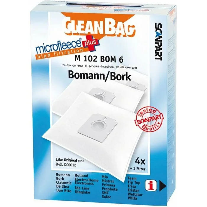 Bolsa de recambio para aspiradora scanpart m 102 bom 6 bomann bork 4ud
