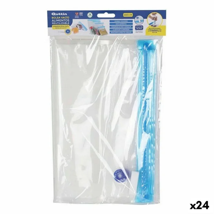 Bolsa reutilizable para alimentos quttin válvula de vacío 4 piezas 26 x 34 cm (24 unidades)