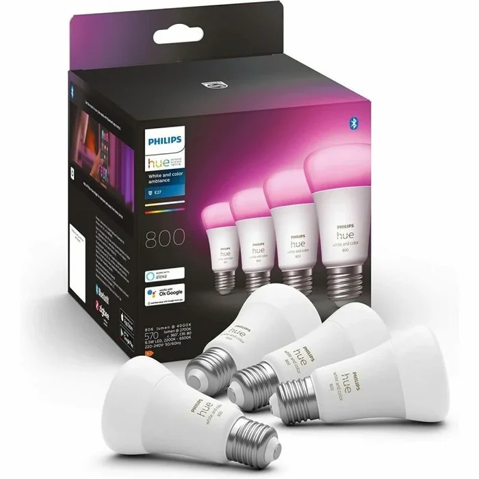 Bombilla inteligente philips pack de 4 e27