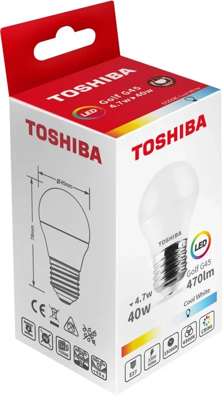 Bombilla led toshiba g45 e27 5w 6500k