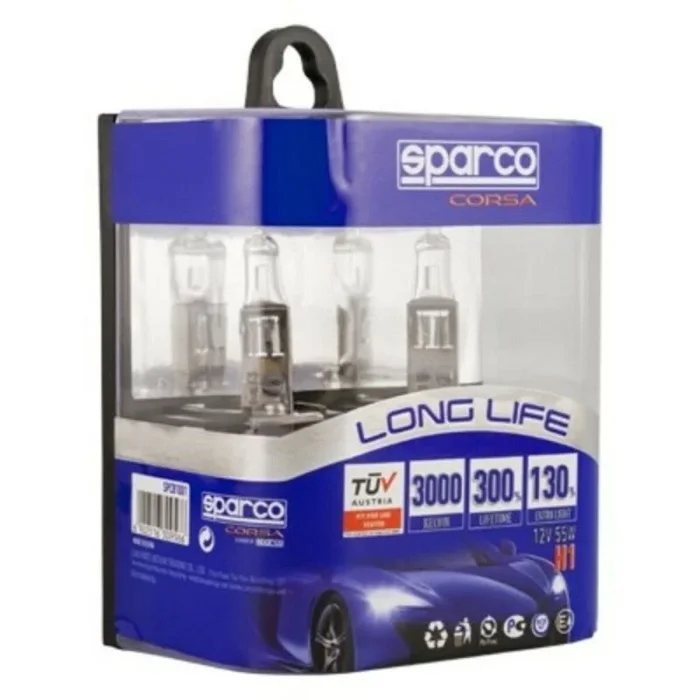 Bombilla para automóvil sparco long life e-mark h1 12v 55w 3000k