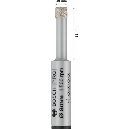 Bosch 1 broca de diamante PRO de cerámica de fácil secado (para baldosas, placas duras, 8 mm de diámetro, accesorios profesionales, taladros/destornilladores)