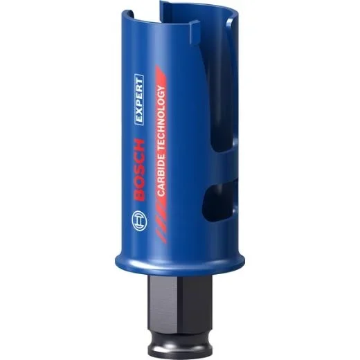 Bosch 1x Sierra de corona EXPERT Construction Material PC Plus (para Madera blanda, Aglomerado, Ø 30 mm, Professional Accesorios Taladro)