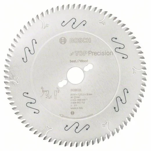Bosch 2 608 642 113 – Hoja de sierra circular Top Precision Best for Wood – 250 x 30 x 3,2 mm, 80 (pack de 1)