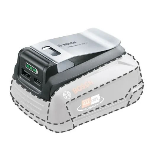 Bosch Adaptador USB UniversalUSB 18V-45 (Carga Distintos Dispositivos; Adaptador USB-C/USB-A/batería ext.; Sistema de 18 V)