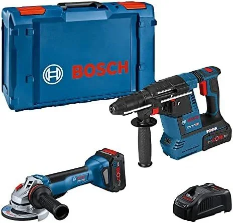 Bosch Professional 18 V System GWS 18V-10 P + GBH 18V-26 – Set amoladora + martillo perforador a batería (2 baterías ProCORE18V x 5.5 Ah, en XL-BOXX)